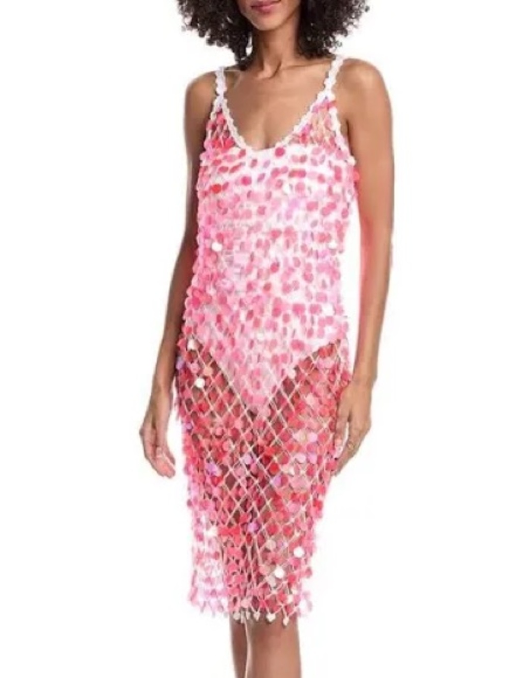 Milly Pink Sequin Fishnet Swim Coverup
